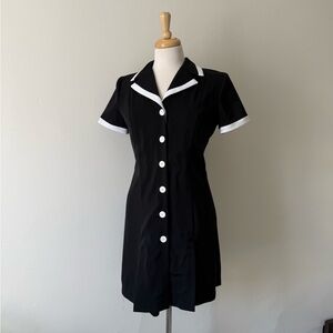 Vintage Joseph Ribkoff Skort Dress Black & White Button Front Mini – Size 8